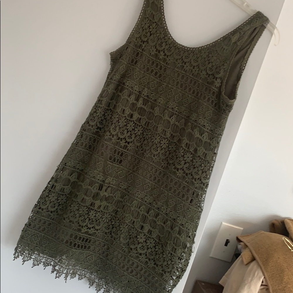 Olive green lace dress